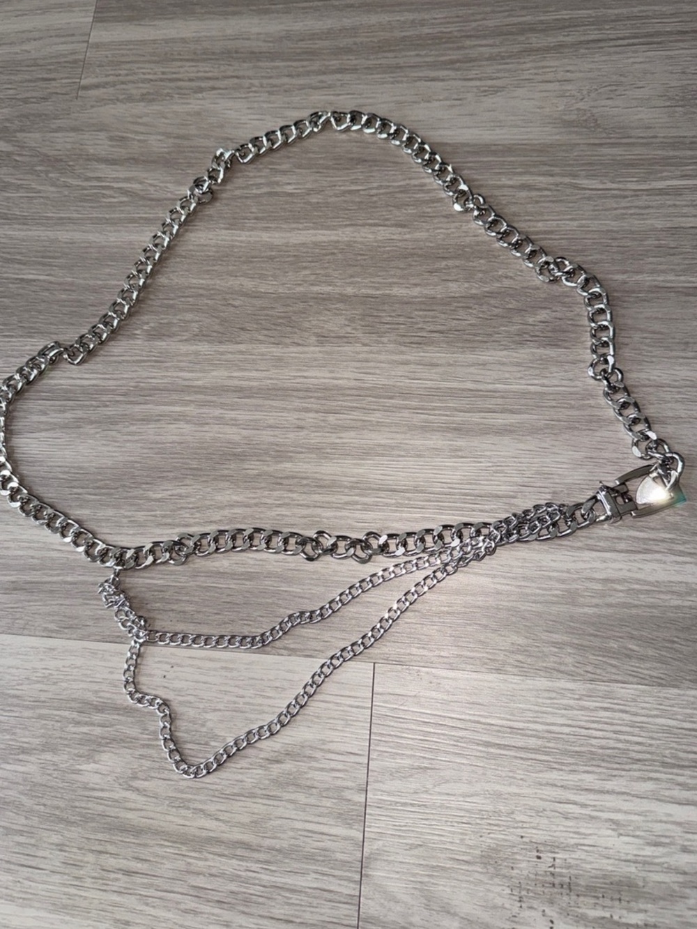 Silver Chain Link Waist Belt with Hanging Strands